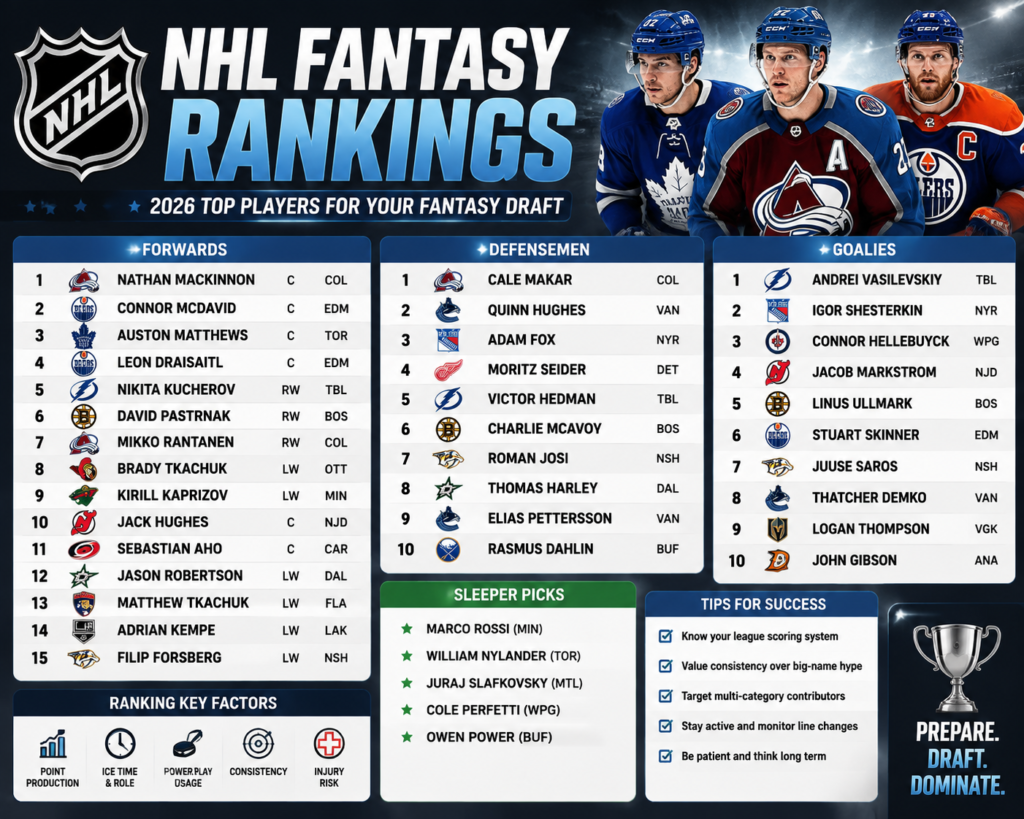 nhl fantasy rankings